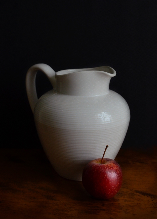 White Pitcher Red Apple